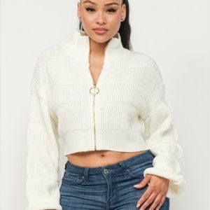 White Quarter Zip Up